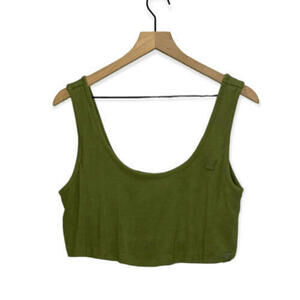Savage x Fenty Women's Scoop Neck Rib Sleep Crop Top Green Olive Size 1X